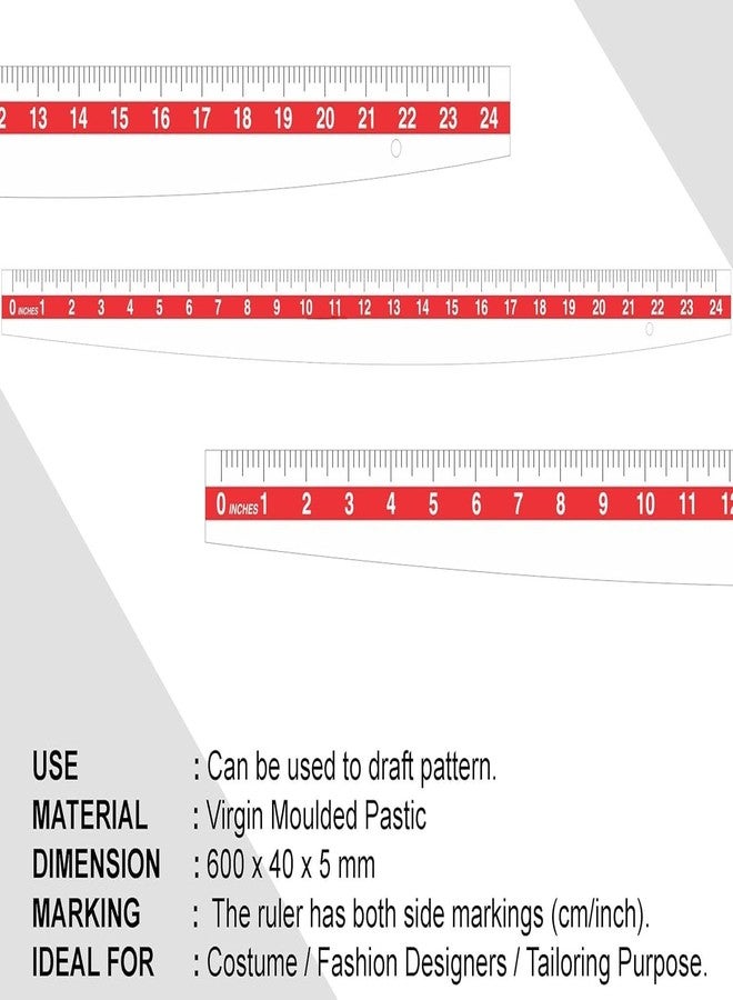 NTGS Tailoring Stitching Fashion Designing Scale Set of 4 (Tailoring Ruler 24 inches-Set of 4-WHITE) - Image 4
